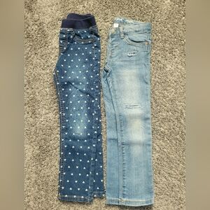 Dark Blue W Hearts and Light Blue Denim Jeans Bundle Size 5T